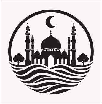 Mosque Silhouettes on White Background for Web and Print vector