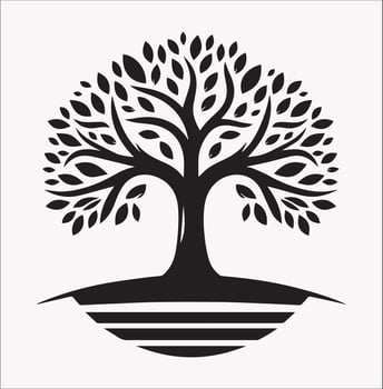 Tree Illustration Logo in Silhouette Design on White Background vector