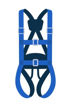 Full body harness. Rope climbing harnesses, work gear, sport risk. Safety gear of protective equipment for work at height to avoid fall. Fall protection. illustration. vector