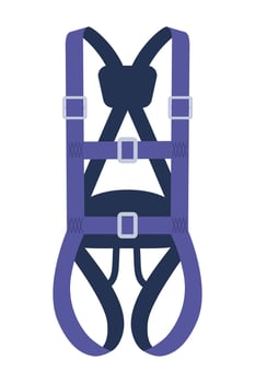 Full body harness. Rope climbing harnesses, work gear, sport risk. Safety gear of protective equipment for work at height to avoid fall. Fall protection. illustration. vector