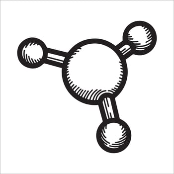 Planar triangular molecular structure drawing sketch artwork illustration vector