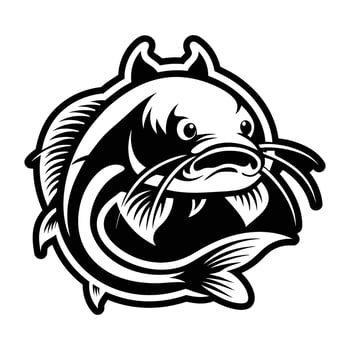 A black and white catfish logo vector