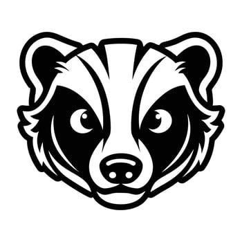Badger head logo, black and white vector