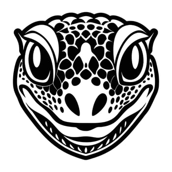 A lizard head with a black and white design vector