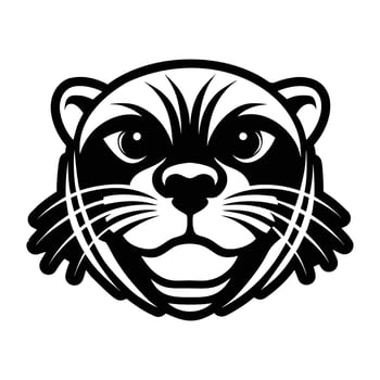 A black and white image of a otter head vector