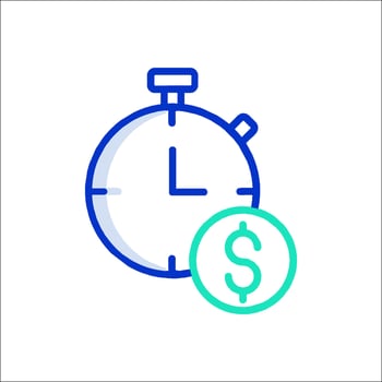 A stopwatch and dollar sign icon vector