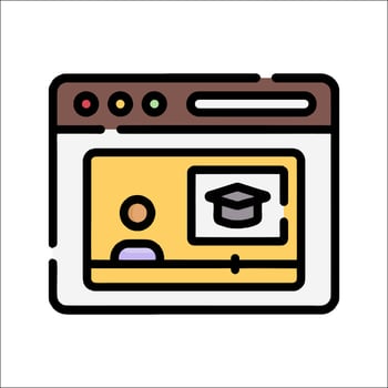 A computer screen with a graduation cap on it vector