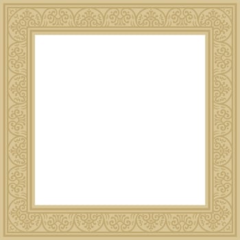 square gold border, frame, Pompeii. Rectangle Neopolitan ornament. Art of Ancient Rome. Template for stained glass vector