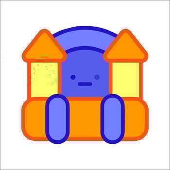 A cartoon character sitting on a bouncy castle vector