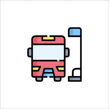 A bus is parked at a gas station vector