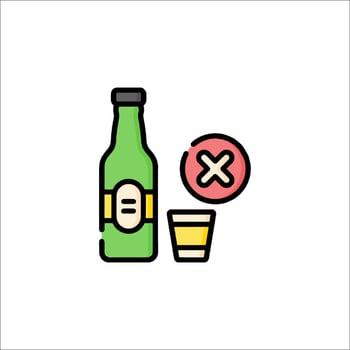 Alcoholic beverage and glass icon illustration vector