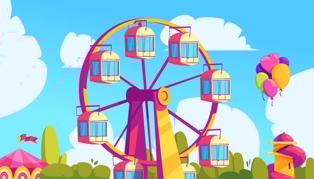 Cartoon Ferris Wheel at Amusement Park vector