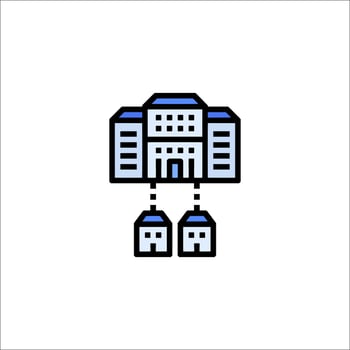 A building with two windows and a ladder vector