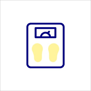 A blue and yellow sign with a scale on it vector