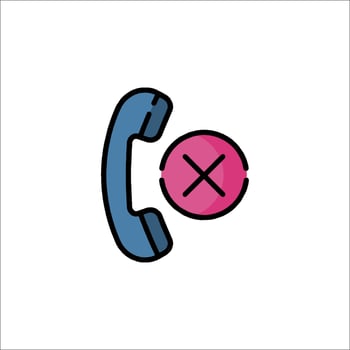 A phone icon with a red cross on it vector