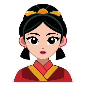 an illustration of a woman in chinese dress vector