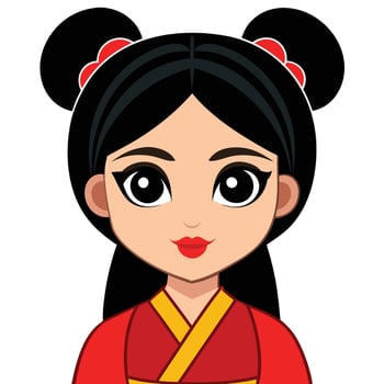 an Asian woman in traditional clothing vector