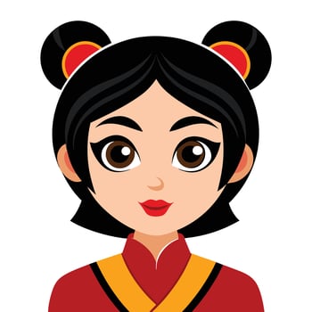 a cartoon Chinese woman in traditional clothing vector