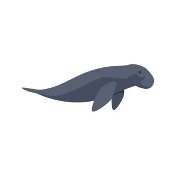 Cartoon dugong swimming underwater, endangered marine mammal vector