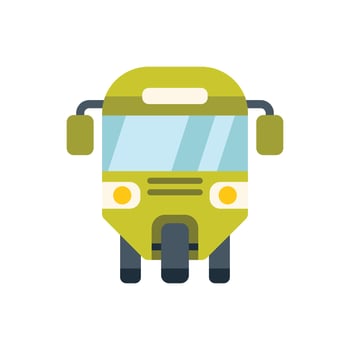 Green bus front view public transportation icon vector