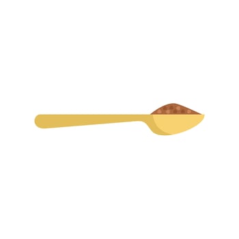 Golden teaspoon holding brown sugar or spice vector