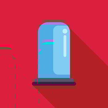 Flashing police light rotating on red background vector