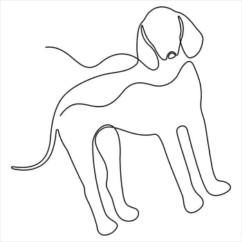 Single line art drawing dog continuous line illustration vector