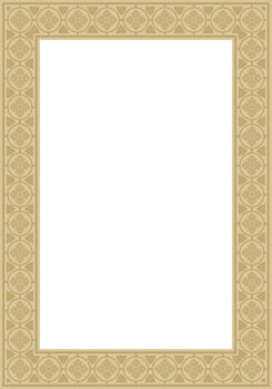 golden square gothic ornament. Medieval European rectangle, border. Classic pattern of the Germans, Angles, Saxons, Franks. vector