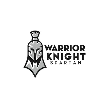 warrior knight spartan logo design. spartan helmet logo. Spartan Greek Gladiator Armor Flat Icon vector
