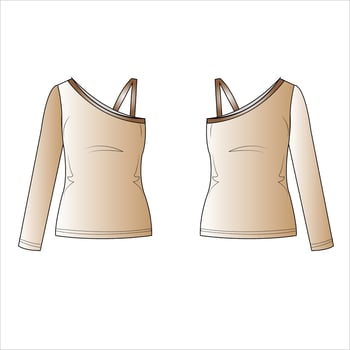 One-shoulder top technical fashion illustration with fitted body Slim Fit Sports, Gym Wear, Fashion Model Dress Photoshoot Celebrity dress vector