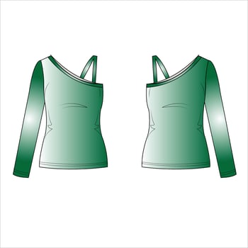One-shoulder top technical fashion illustration with fitted body Slim Fit Sports, Gym Wear, Fashion Model Dress Photoshoot Celebrity dress vector