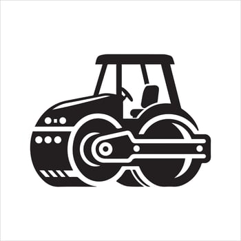 Roller logo. Road roller icon. Road works in progress vector