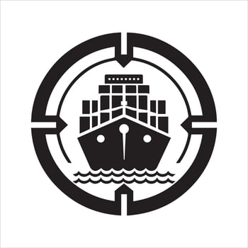 Cargo ship icon. Attack. Target logo vector
