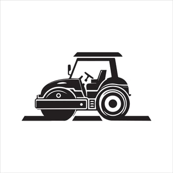 32. Roller logo. Road roller icon. Road works in progress vector