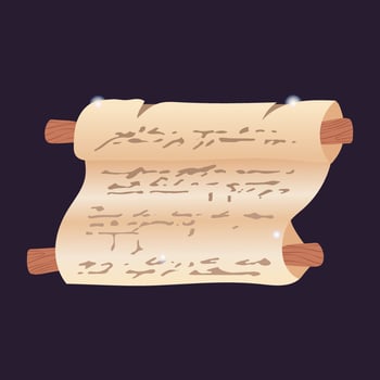 Old magic manuscript scroll in flat design. Ancient witchcraft parchment. illustration isolated. vector
