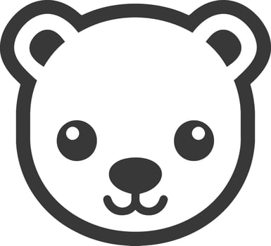 Simple Line Drawing of a Bears Head with Big Eyes vector