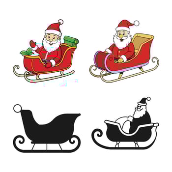 Santa claus sleigh icon design Silhouette. Santa sleigh Christmas day. isolated on white background vector