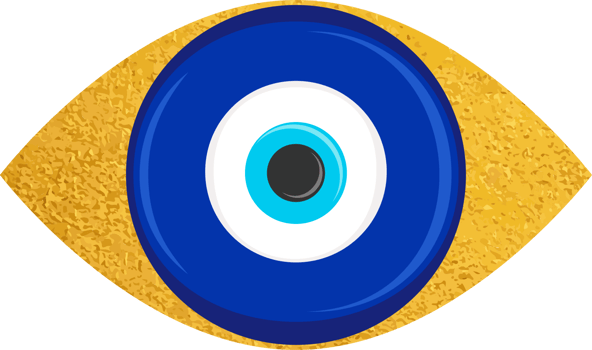 Evil eye blue Turkish symbol. Magic nazar bead. Greece and Turkish amulet esoteric design for luck and protection with golden frame png