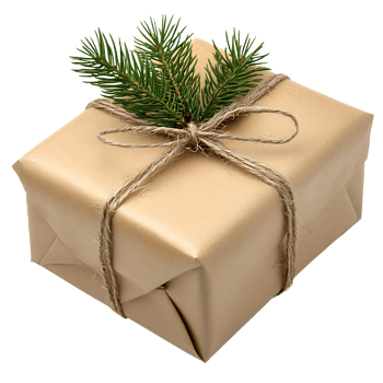 Christmas gift box with twine png