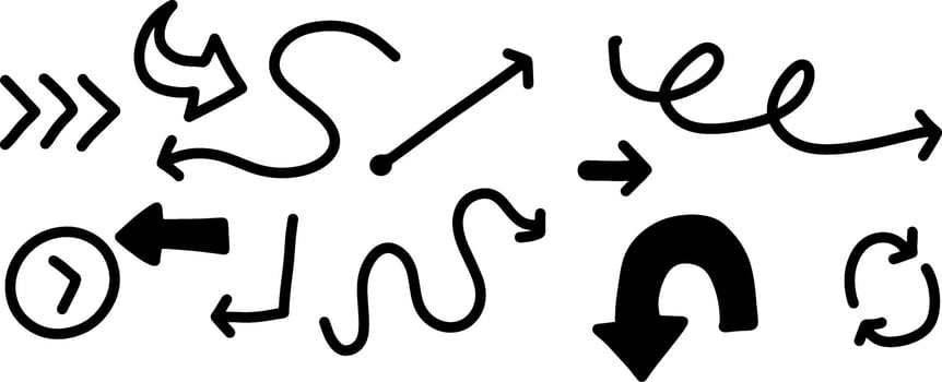 Hand-Drawn Arrow Set Illustration - Minimalist Doodle for Creative Designs vector