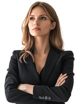 Businesswoman with Crossed Arms for Strategic Planning Isolated over a Transparent Background png