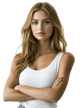 Fashionable Woman with crossed arms over transparent background for showcasing sophistication and modern style png