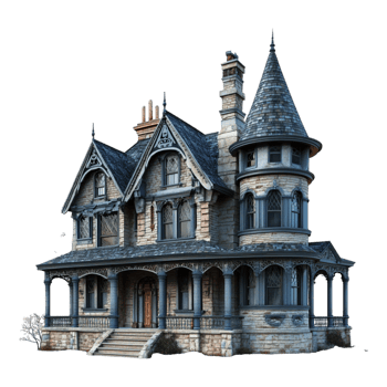 Mansion over transparent background for real estate listings, architectural presentations, or luxury property showcases png
