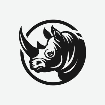 rhino head logo design template vector