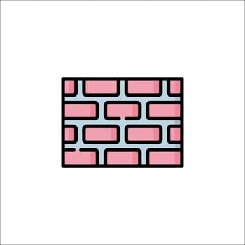 A brick wall icon in a flat style vector