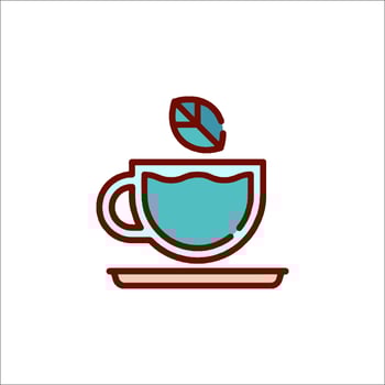 A cup of tea with a leaf on top vector