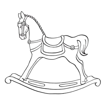 Rocking horse. Elegant traditional vintage toy. Isolated graphic illustration. Ideal for Christmas greeting, card, coloring book, print, decor. vector