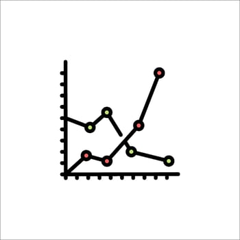 A graph line with dots and arrows vector
