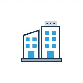 Two buildings icon on white background vector
