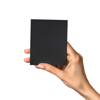 Hand holding blank black card, transparent background png